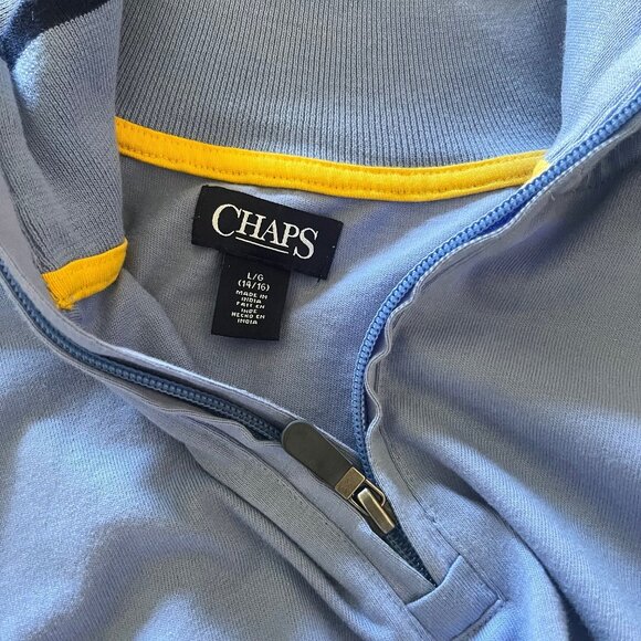 Chaps Boys Long Sleeve Two-Tone Polo Shirt 100% Cotton Stand-Up Collar L (14/16) - Picture 5 of 6